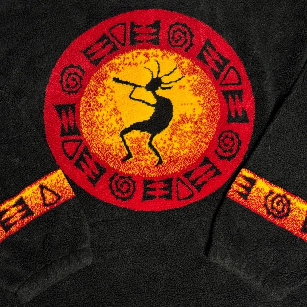 Bear Ridge Outfitters Kokopelli Fleece Jacket Mens 2X Black Southwestern Vintage